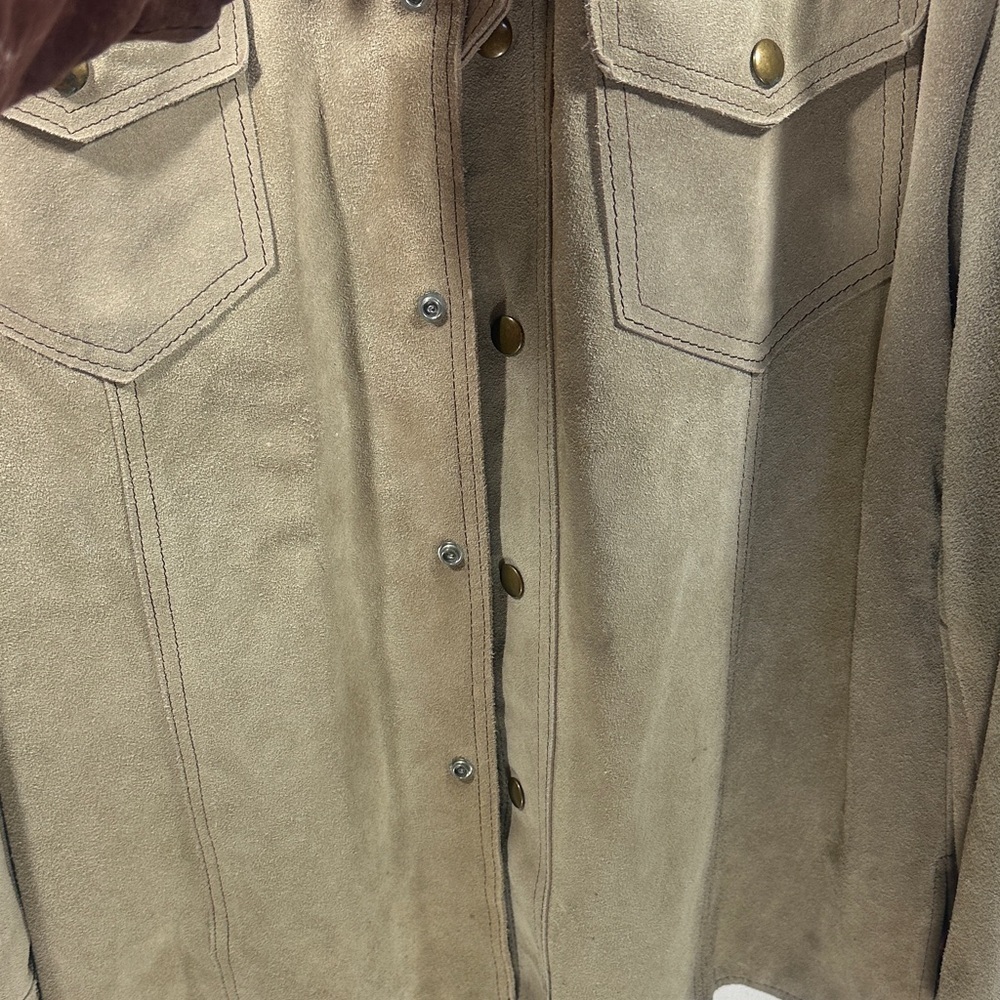 Men's Tan Leather Suede Shirt Jacket 42 Reg The Leather Shop Sears - Picture 10 of 14